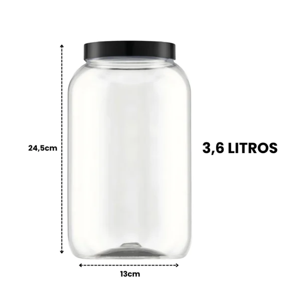 Pote Para Mantimentos Com Tampa de Rosca 3,6 Litros Grande - Imagem 2